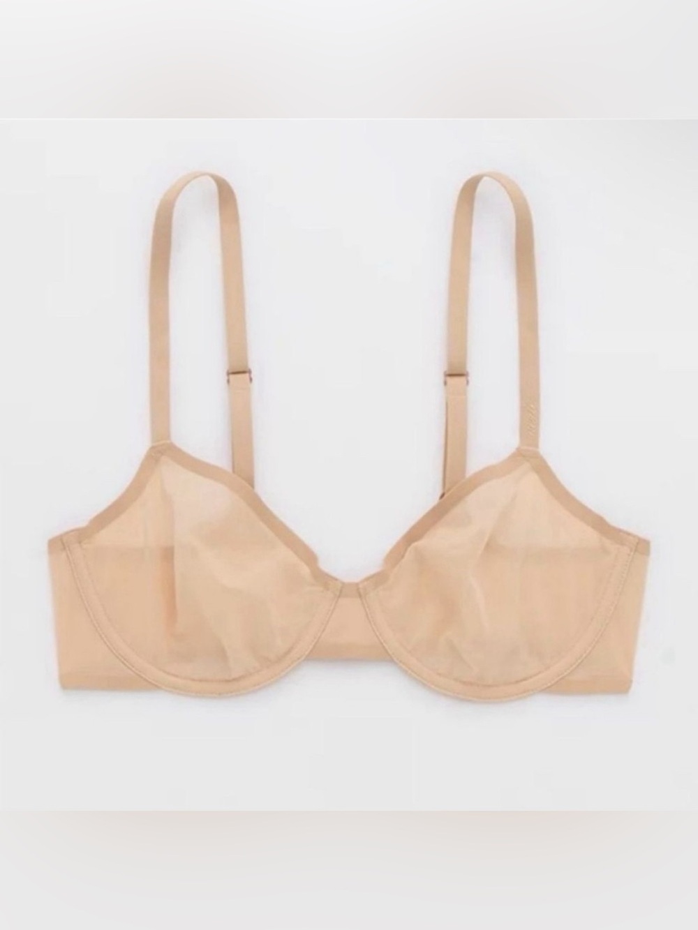 Aerie Smoothez Unlined Mesh Bra Neutral Nude Beige Size 32C